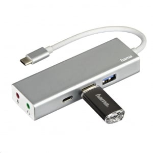 Hama USB 3.1 TYPE-C HUB 3 portos + audio ezüst (135758)